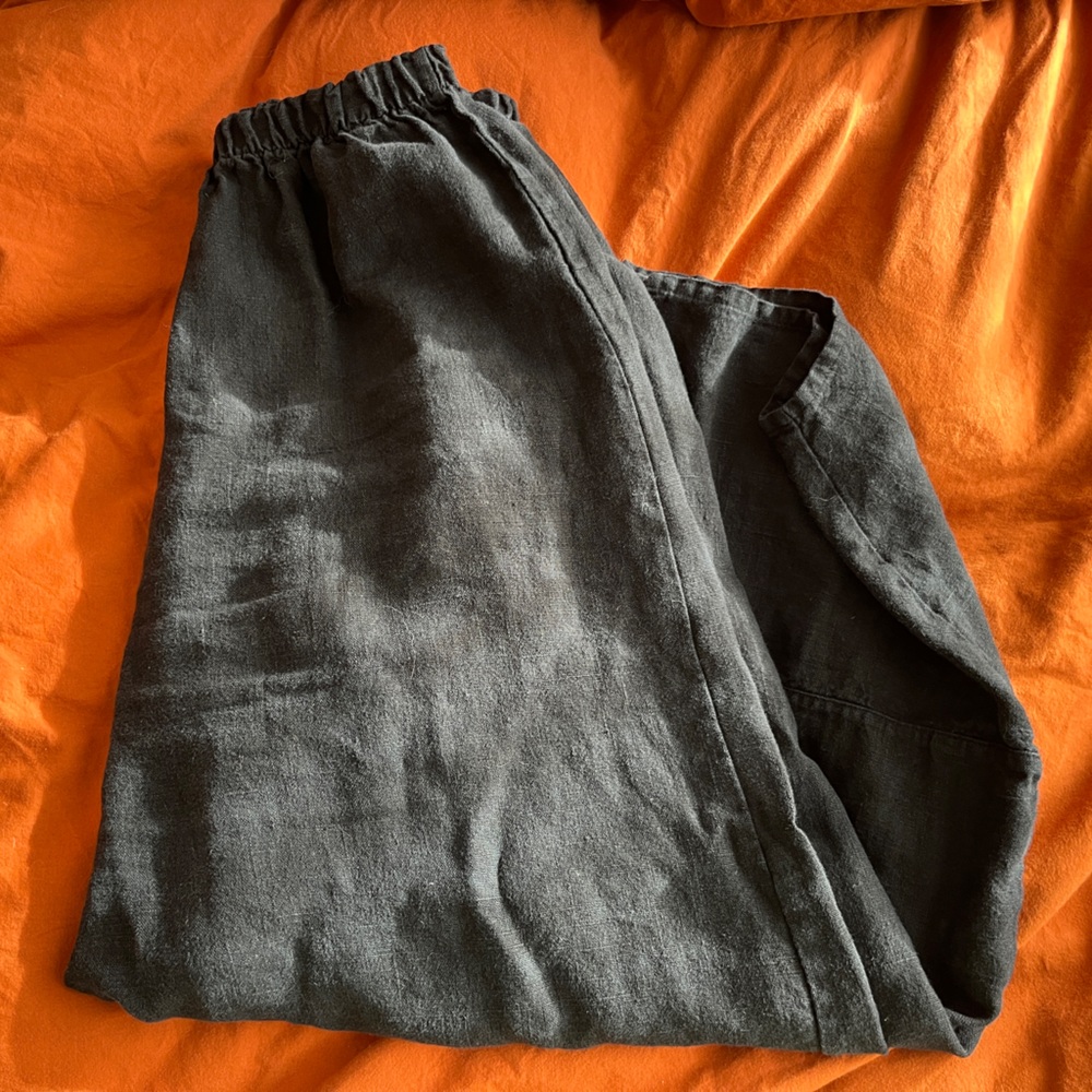 Bryn Walker Linen Lantern Pant Black Wide Leg Harem Balloon Langenlook-Medium